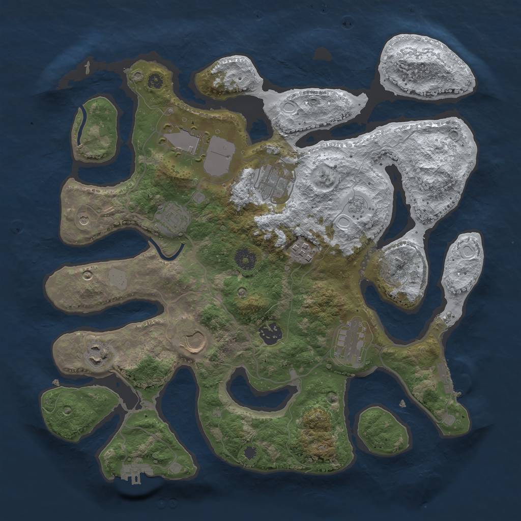 Rust Map: Procedural Map, Size: 3550, Seed: 317471, 17 Monuments