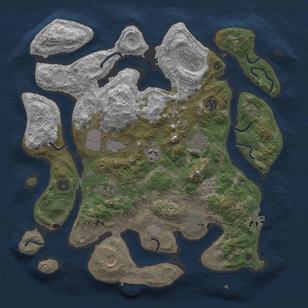 Rust Map: Procedural Map, Size: 3800, Seed: 12743, 17 Monuments