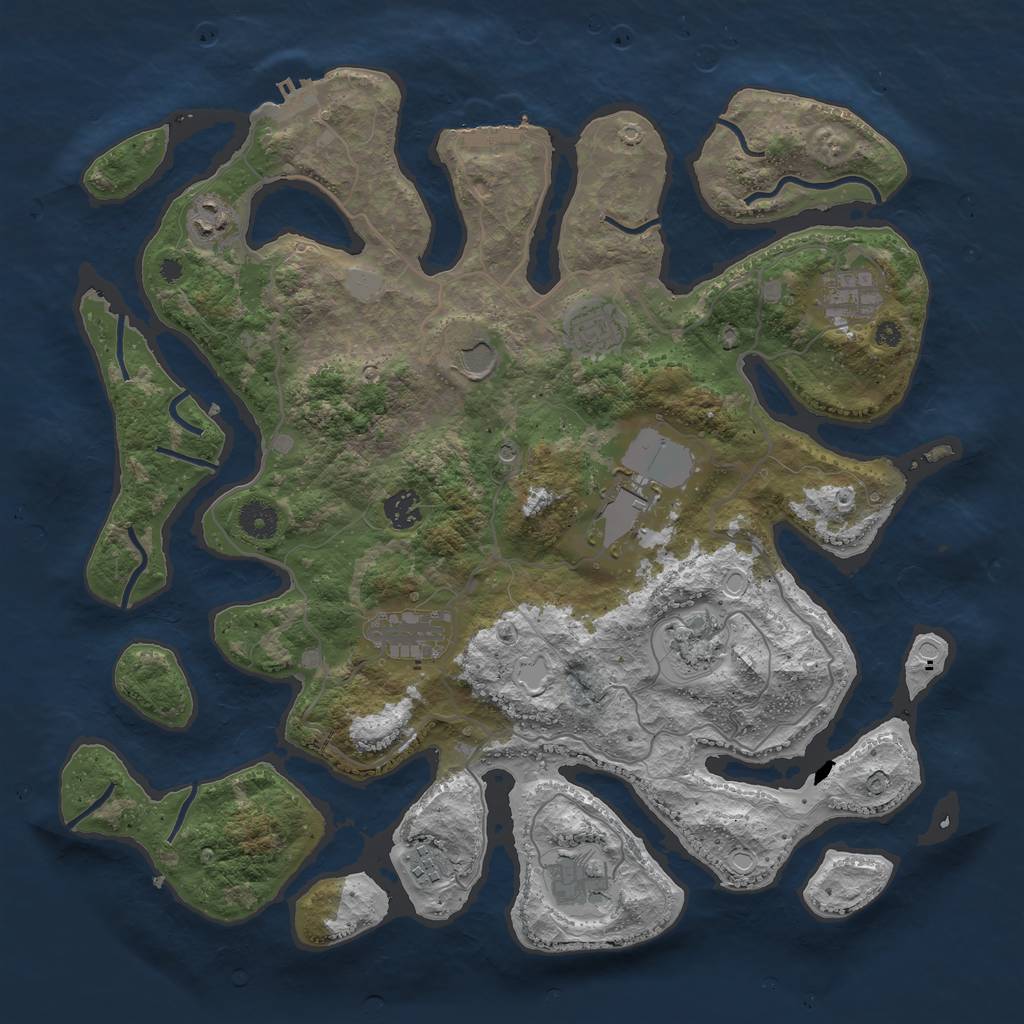 Rust Map: Procedural Map, Size: 4000, Seed: 97654, 18 Monuments