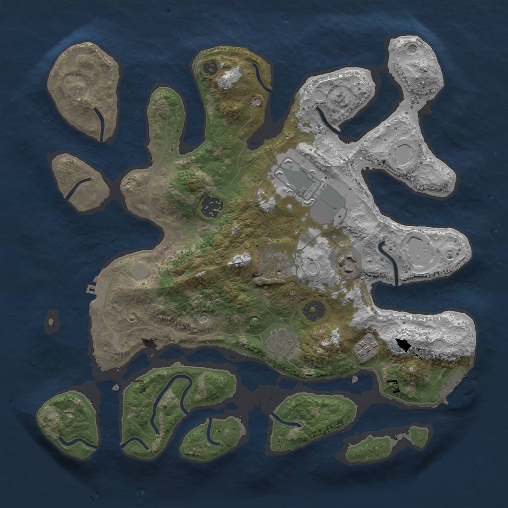 Rust Map: Procedural Map, Size: 3550, Seed: 744833, 14 Monuments