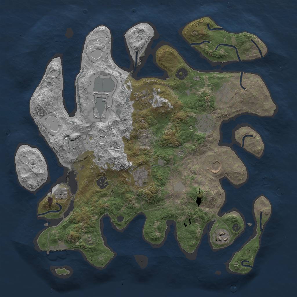 Rust Map: Procedural Map, Size: 3800, Seed: 21, 17 Monuments