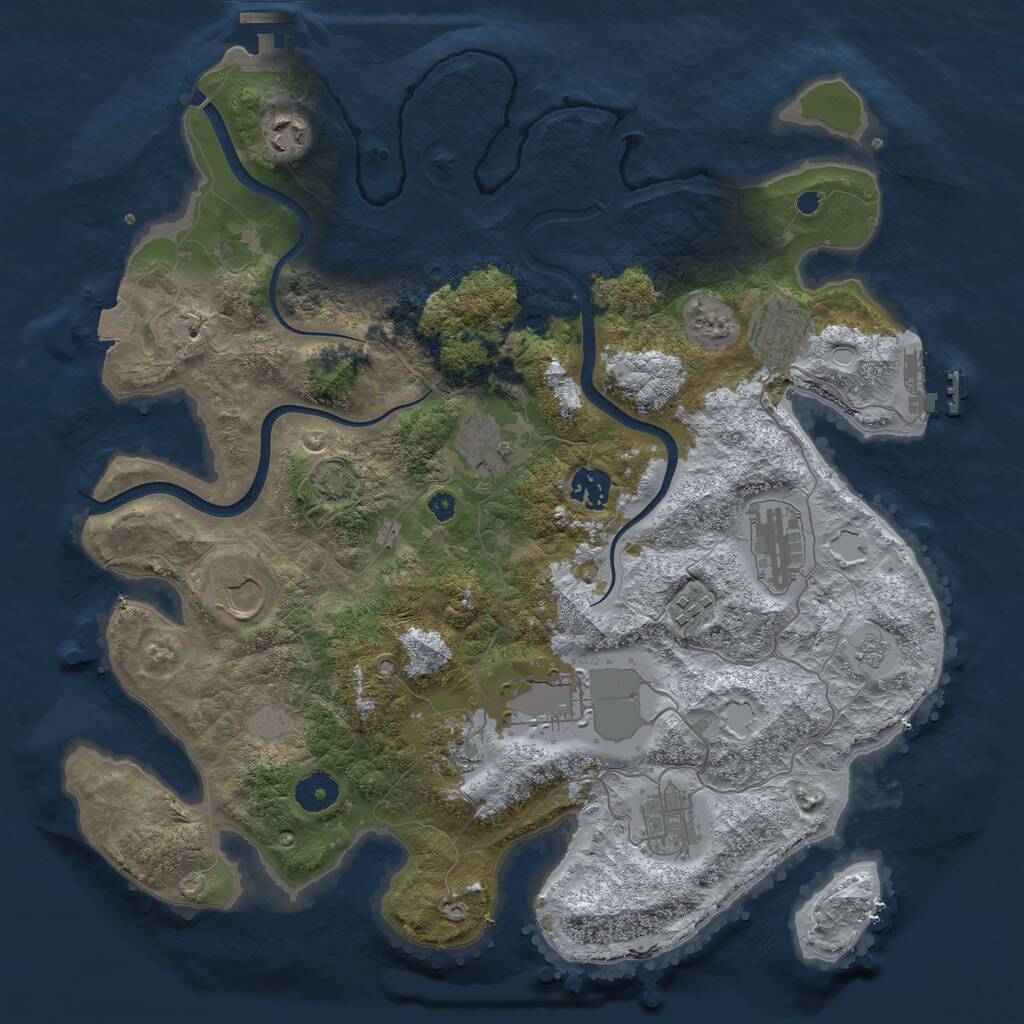 Rust Map: Procedural Map, Size: 3750, Seed: 704736667, 16 Monuments