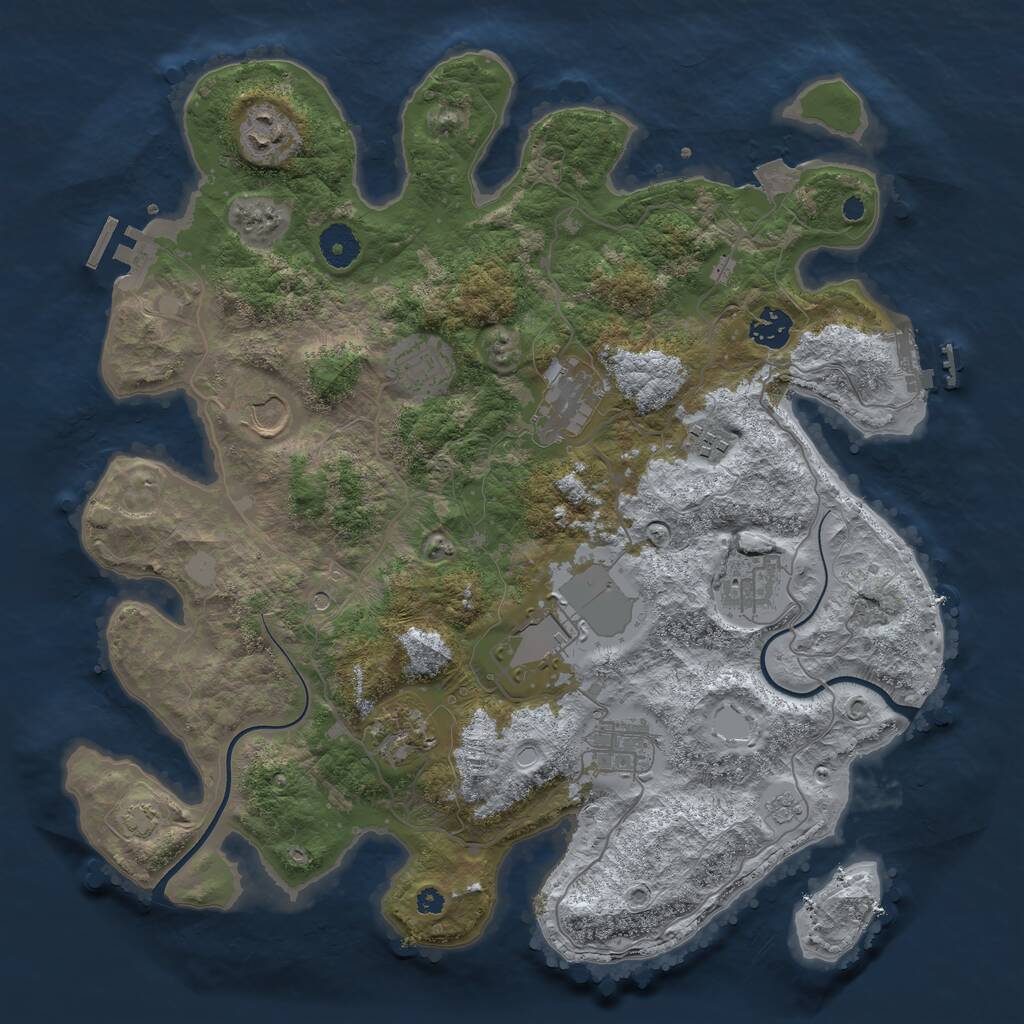 Rust Map: Procedural Map, Size: 3750, Seed: 704736667, 16 Monuments