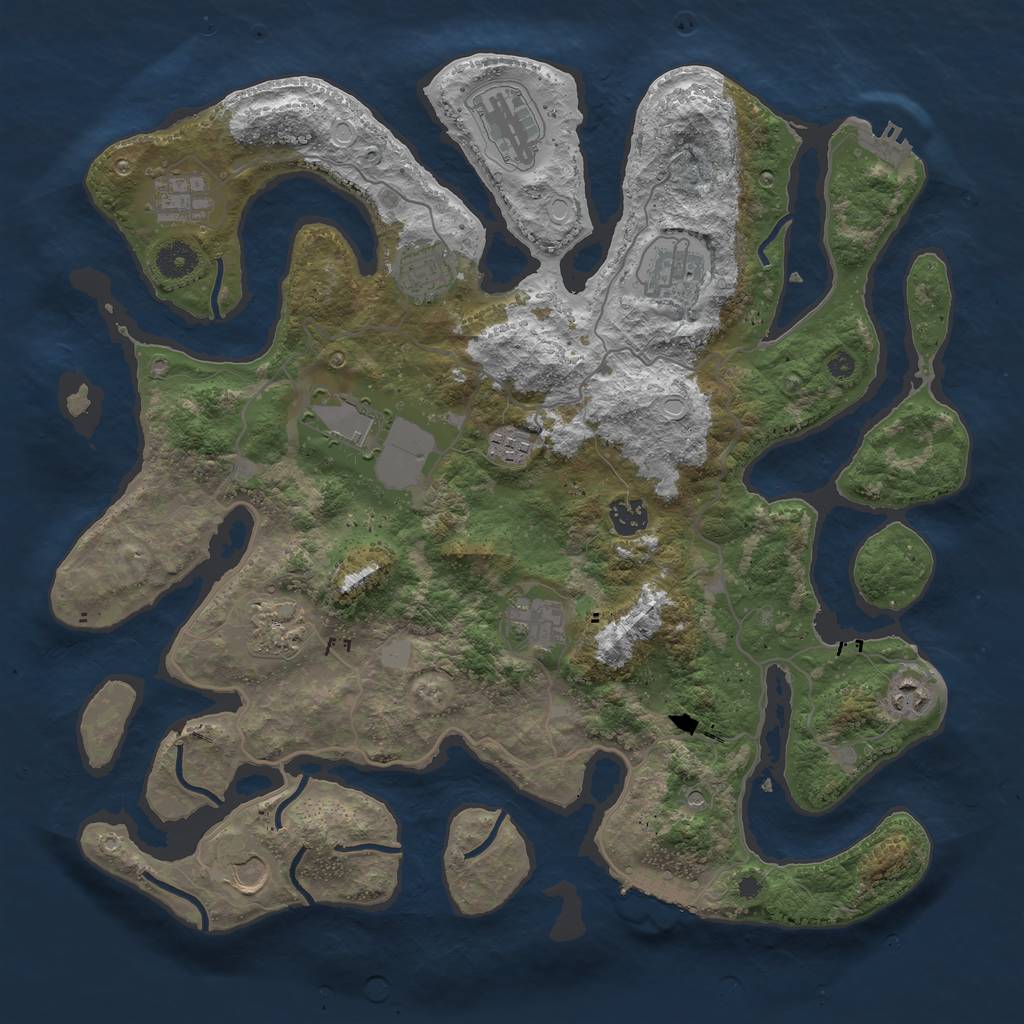 Rust Map: Procedural Map, Size: 4000, Seed: 1307849402, 19 Monuments