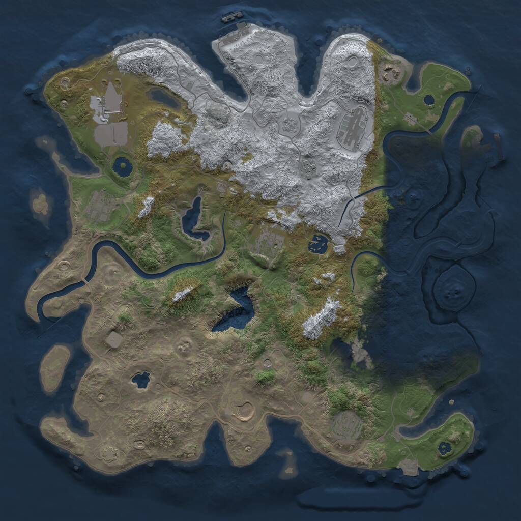 Rust Map: Procedural Map, Size: 4000, Seed: 1307849402, 16 Monuments