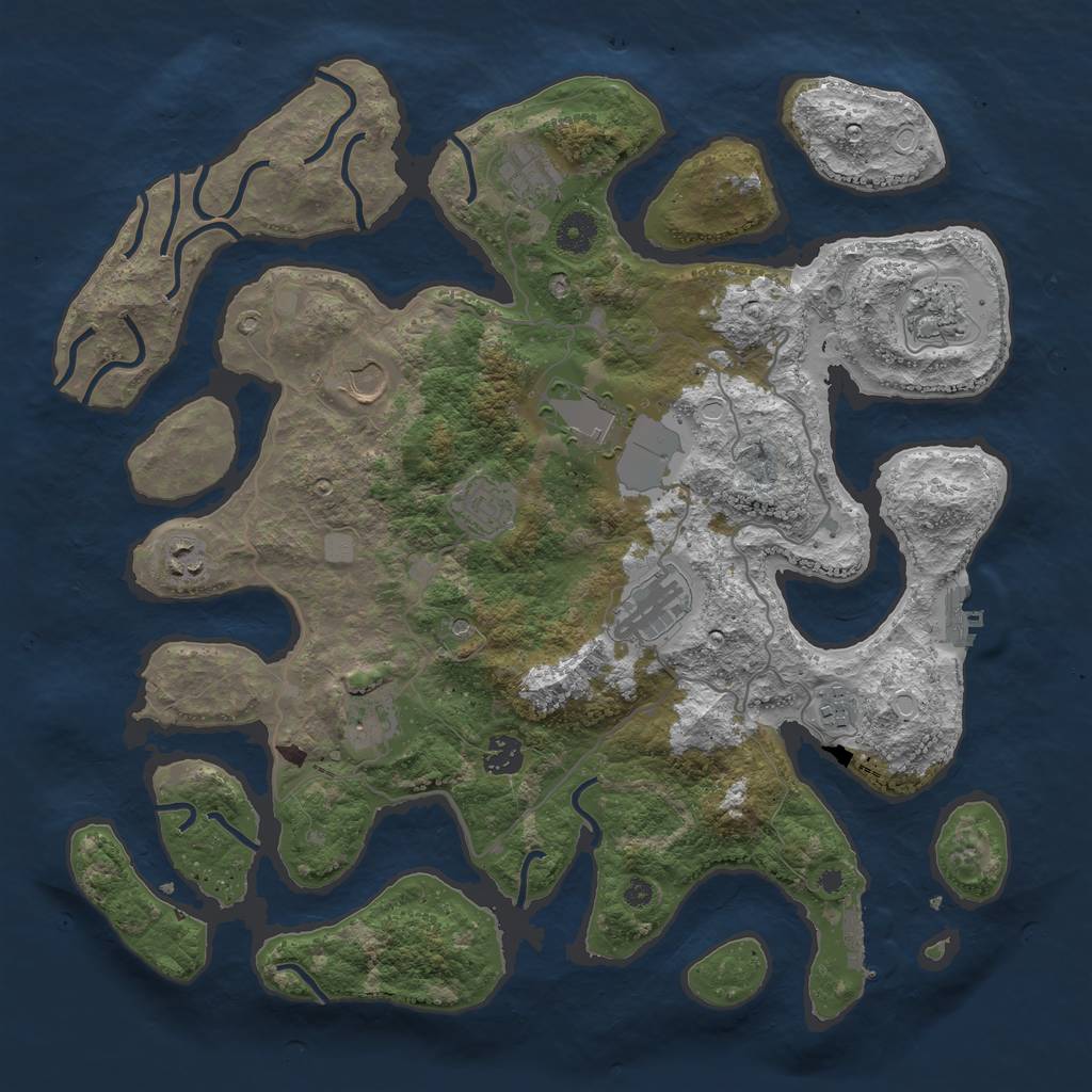 Rust Map: Procedural Map, Size: 4000, Seed: 463871299, 18 Monuments