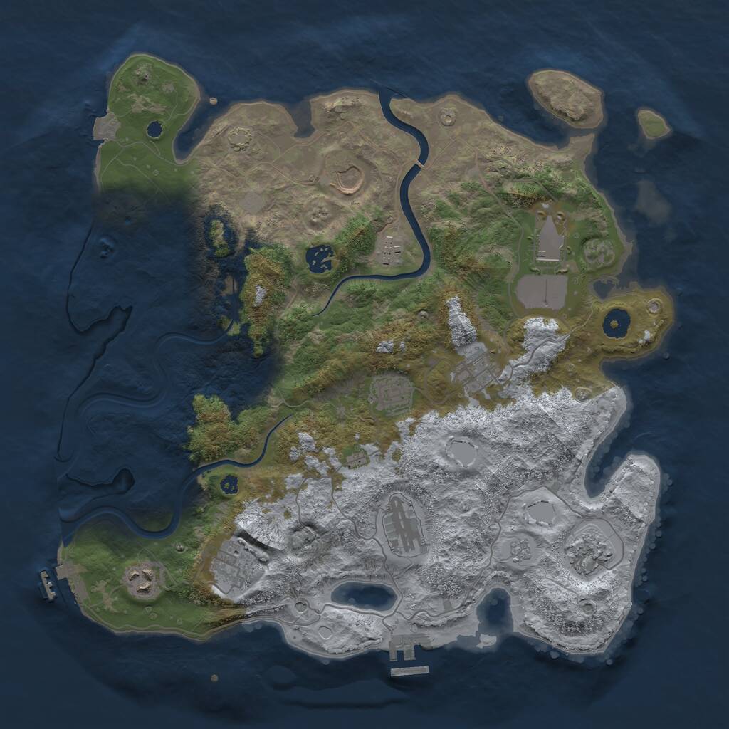Rust Map: Procedural Map, Size: 3850, Seed: 2140535627, 16 Monuments