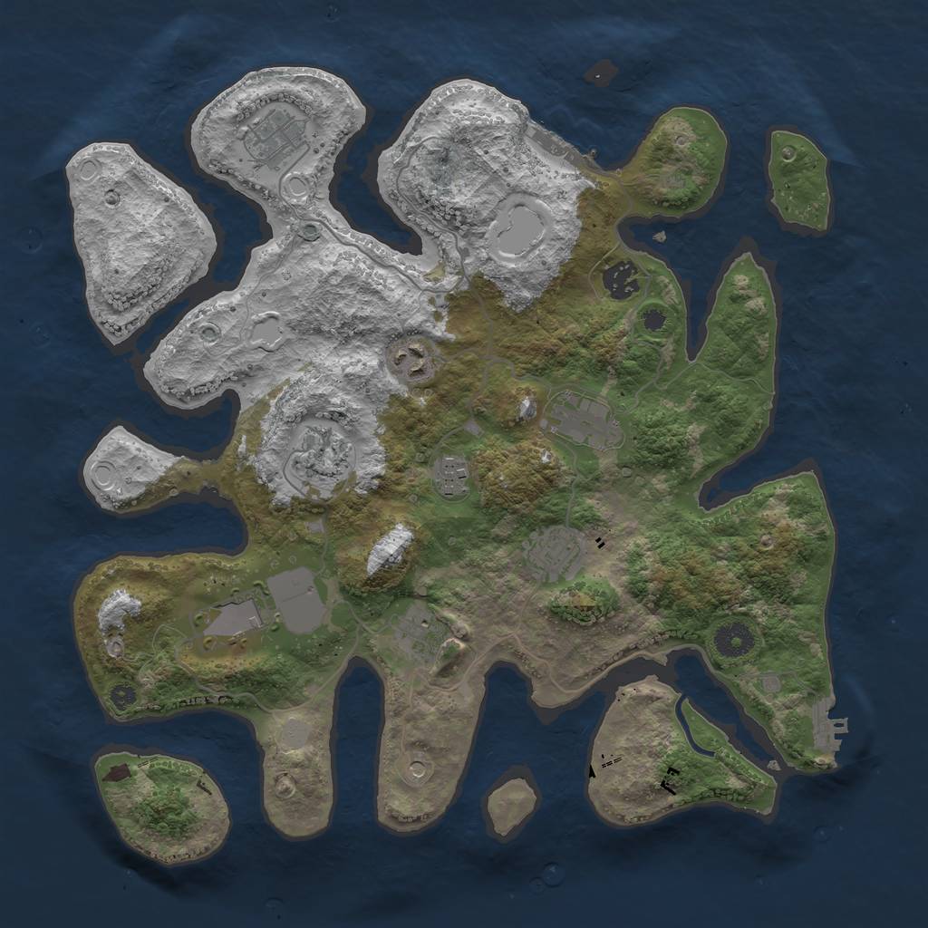 Rust Map: Procedural Map, Size: 3750, Seed: 669385241, 17 Monuments