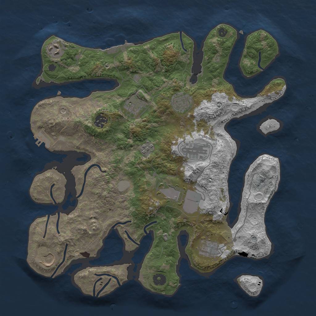 Rust Map: Procedural Map, Size: 3700, Seed: 1916236715, 17 Monuments