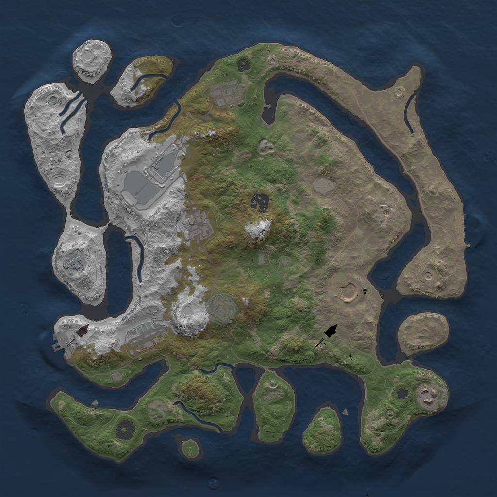 Rust Map: Procedural Map, Size: 3850, Seed: 1375096376, 17 Monuments