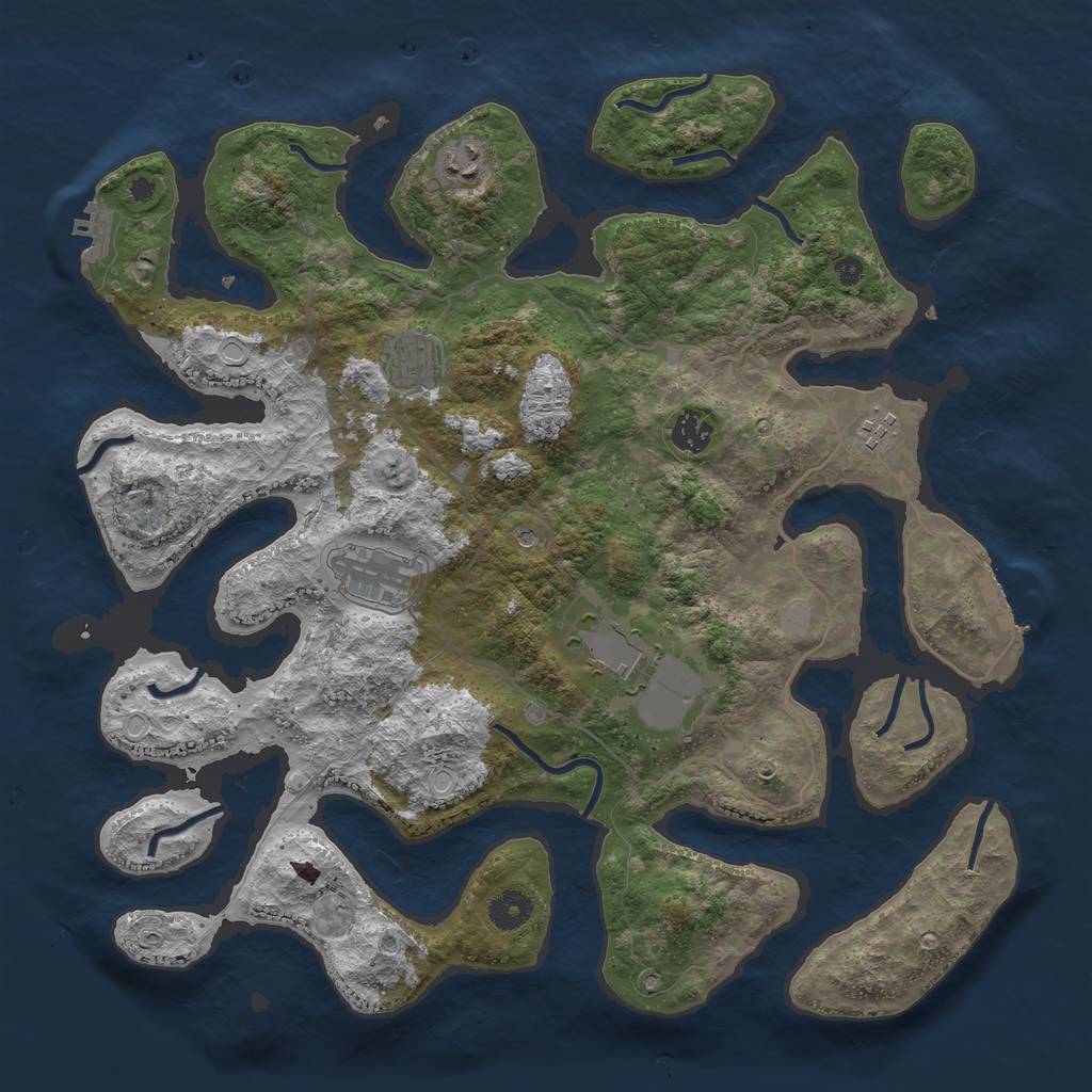 Rust Map: Procedural Map, Size: 4000, Seed: 309030, 14 Monuments