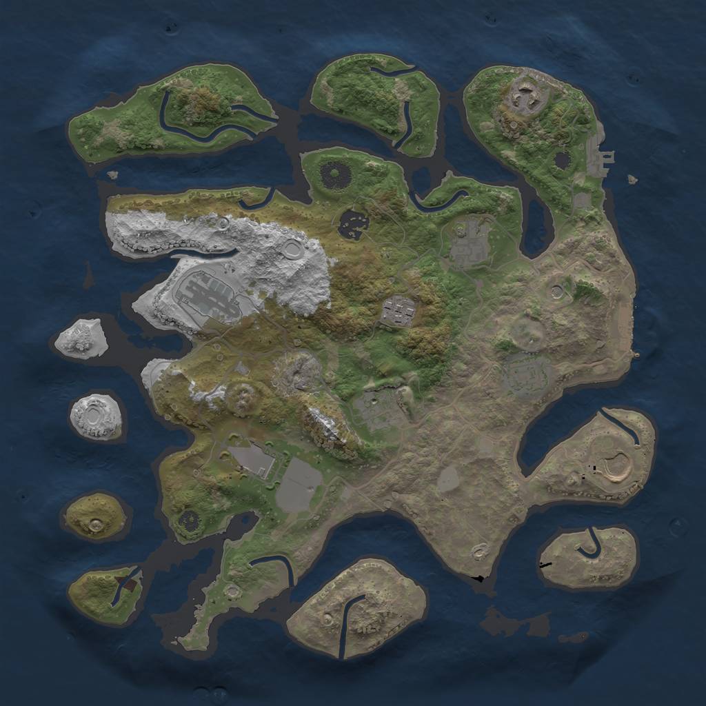 Rust Map: Procedural Map, Size: 3550, Seed: 684905, 17 Monuments
