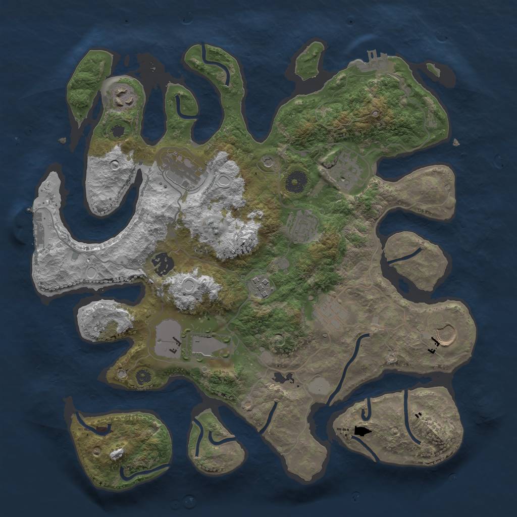 Rust Map: Procedural Map, Size: 3550, Seed: 702866, 17 Monuments