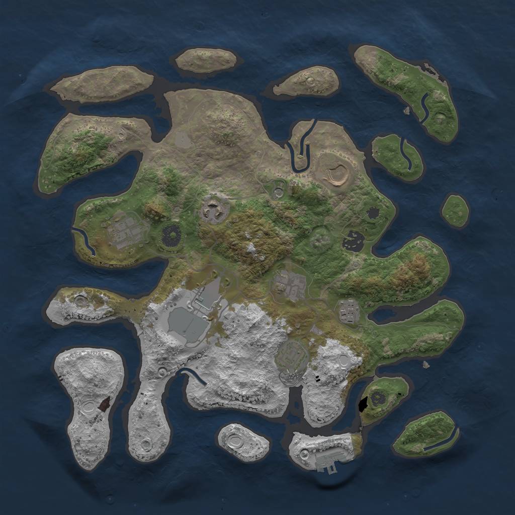 Rust Map: Procedural Map, Size: 3600, Seed: 1077275657, 15 Monuments