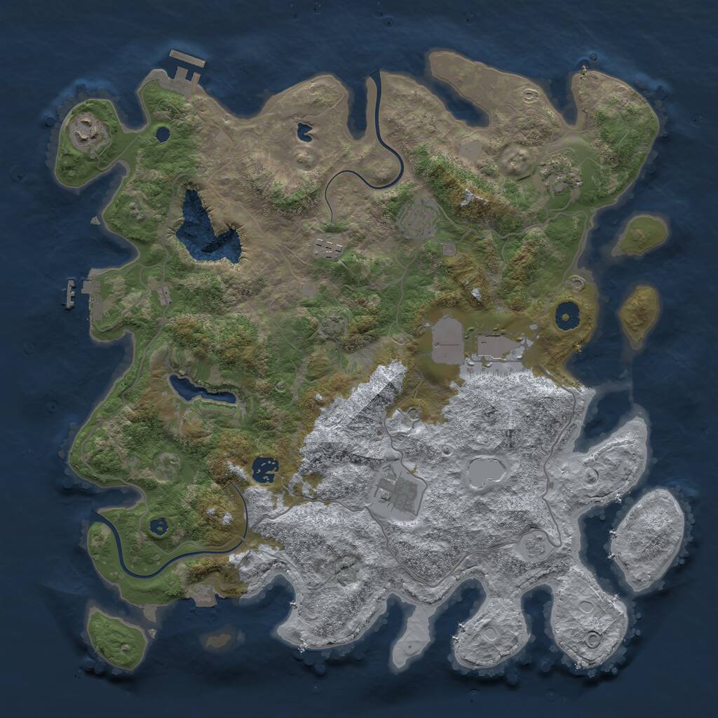 Rust Map: Procedural Map, Size: 4000, Seed: 9, 13 Monuments