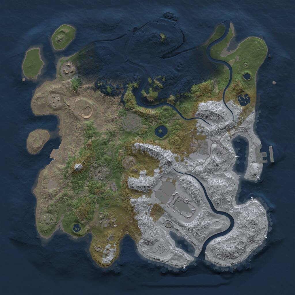 Rust Map: Procedural Map, Size: 3600, Seed: 131846659, 14 Monuments
