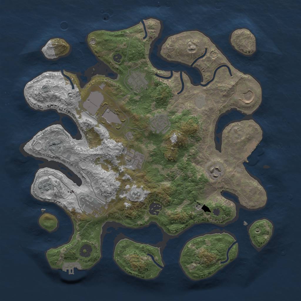Rust Map: Procedural Map, Size: 3500, Seed: 98092480, 17 Monuments