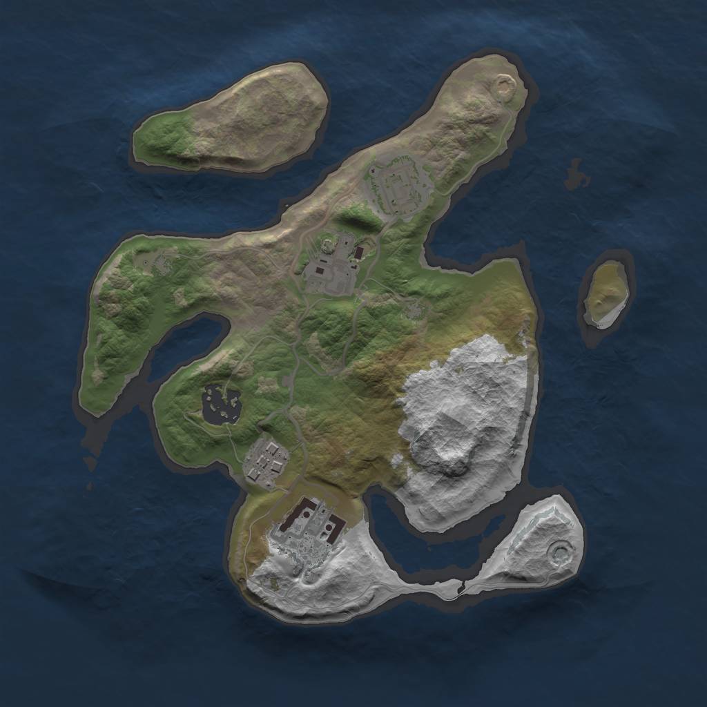Rust Map: Barren, Size: 2500, Seed: 13, 7 Monuments