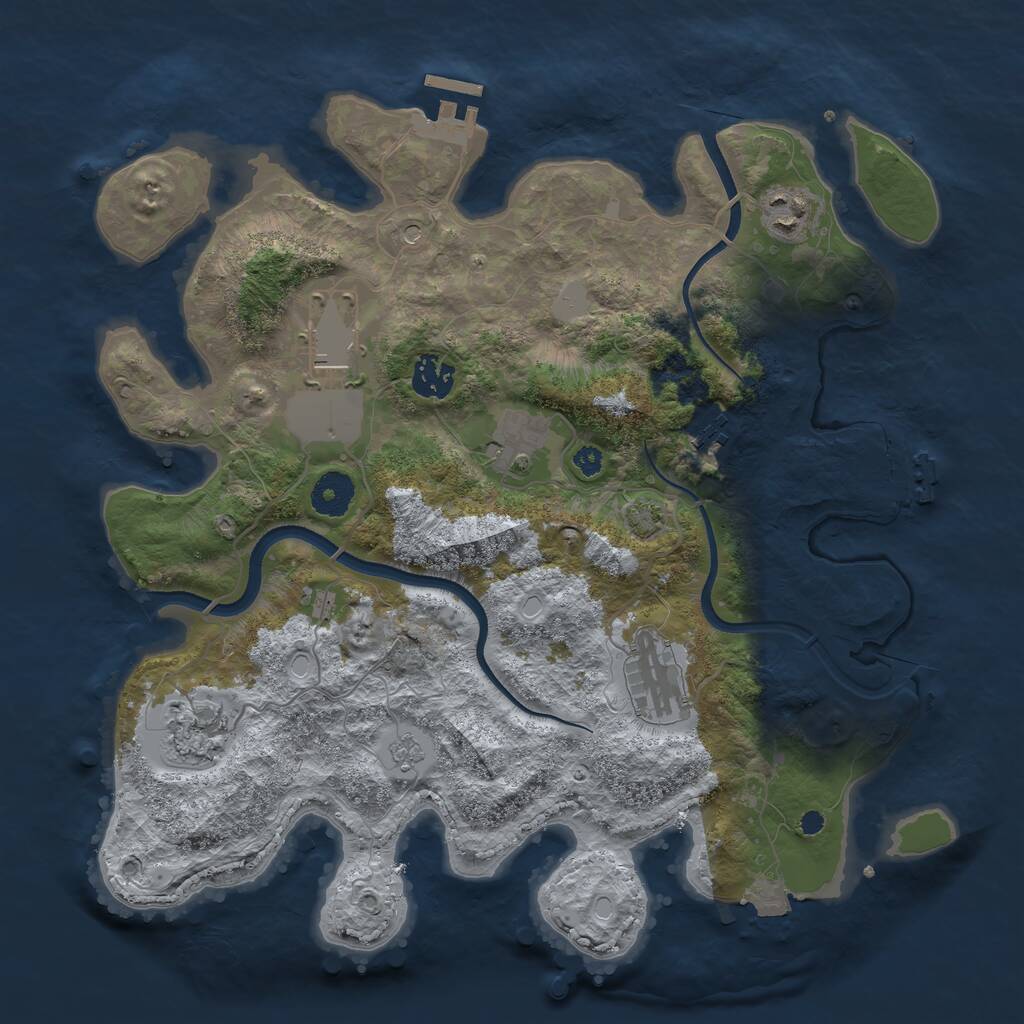 Rust Map: Procedural Map, Size: 3550, Seed: 899303, 13 Monuments