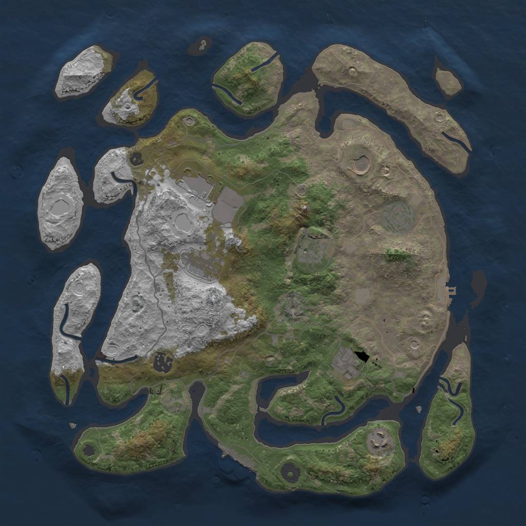 Rust Map: Procedural Map, Size: 4000, Seed: 395670, 16 Monuments