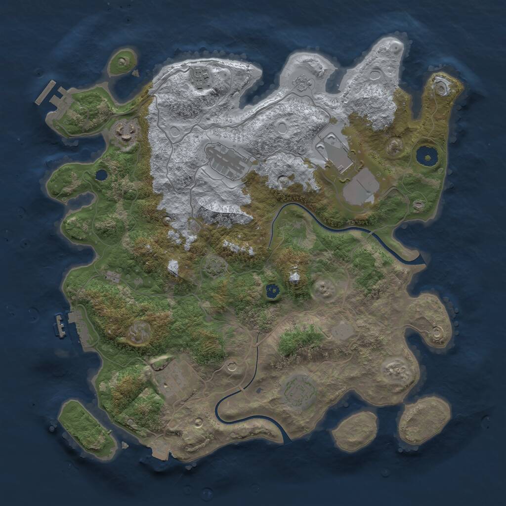 Rust Map: Procedural Map, Size: 3550, Seed: 457440, 12 Monuments