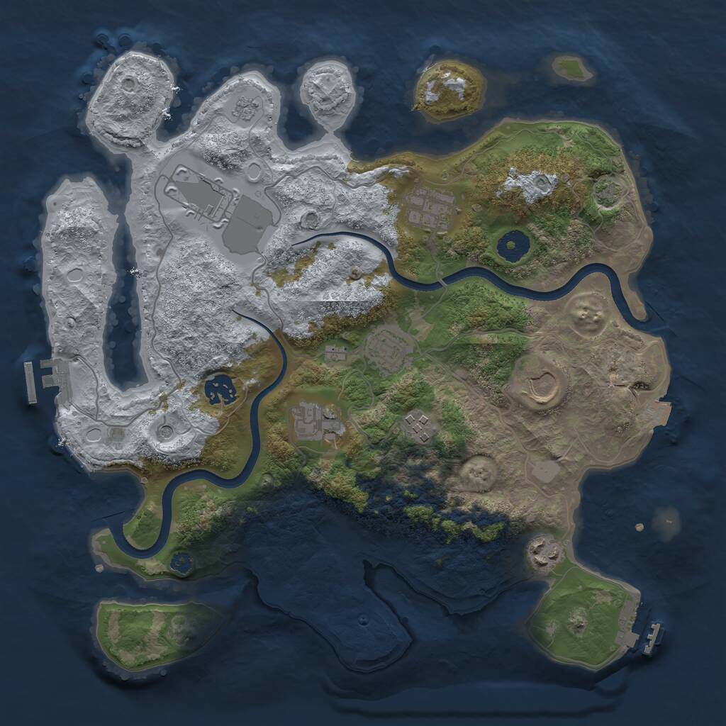 Rust Map: Procedural Map, Size: 3500, Seed: 517626000, 14 Monuments