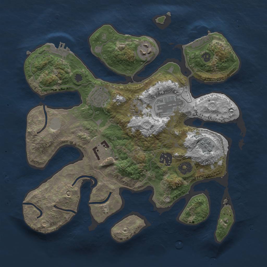Rust Map: Procedural Map, Size: 3000, Seed: 3103, 13 Monuments