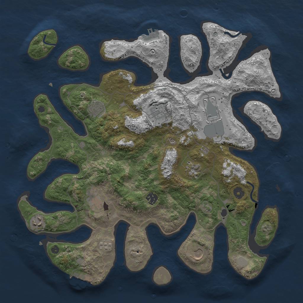 Rust Map: Procedural Map, Size: 4000, Seed: 987654, 17 Monuments