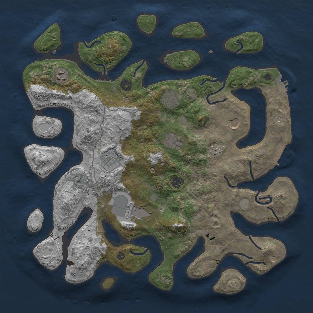 Rust Map: Procedural Map, Size: 4000, Seed: 348556, 16 Monuments