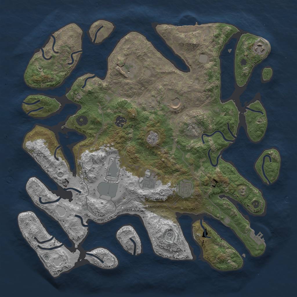 Rust Map: Procedural Map, Size: 4000, Seed: 657081, 16 Monuments