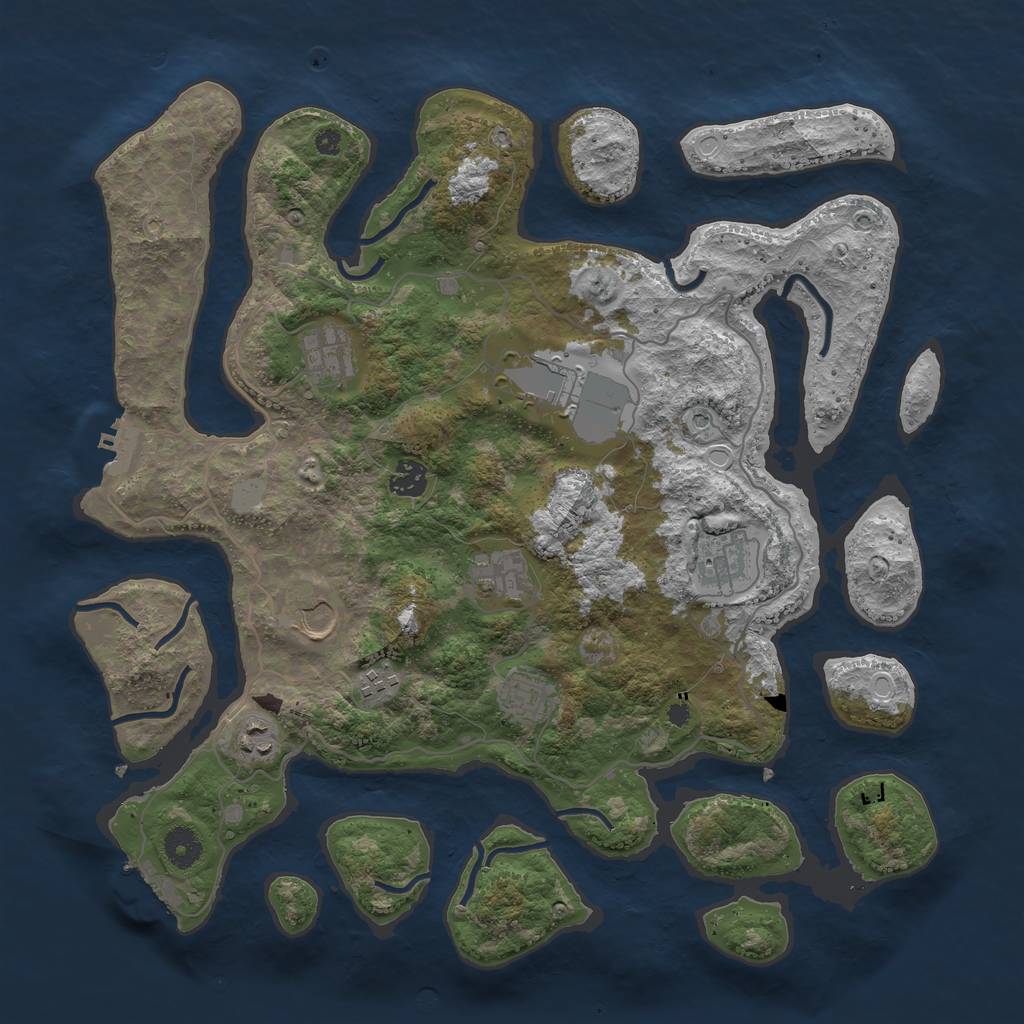 Rust Map: Procedural Map, Size: 4000, Seed: 38434354, 17 Monuments