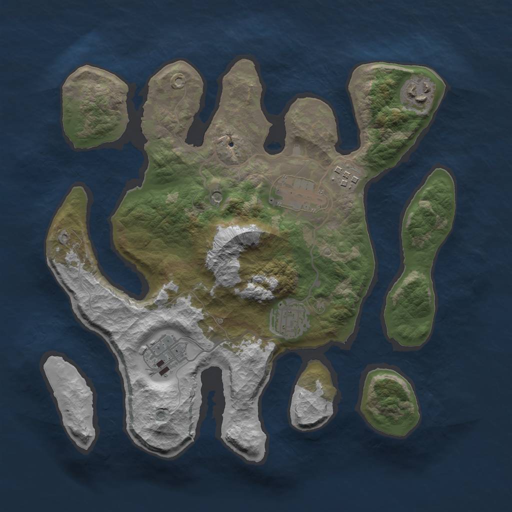 Rust Map: Barren, Size: 3000, Seed: 3, 8 Monuments