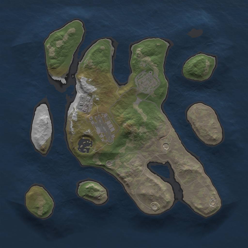 Rust Map: Barren, Size: 2500, Seed: 2, 7 Monuments