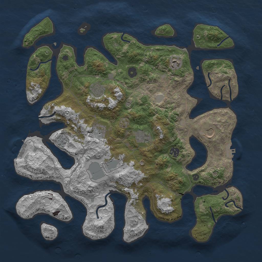 Rust Map: Procedural Map, Size: 4000, Seed: 33670, 16 Monuments