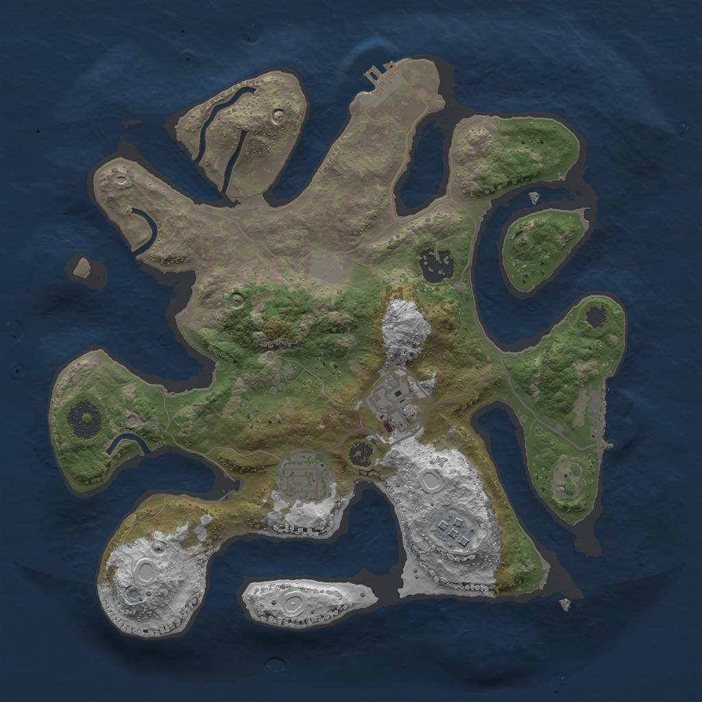 Rust Map: Procedural Map, Size: 3000, Seed: 334446749, 11 Monuments
