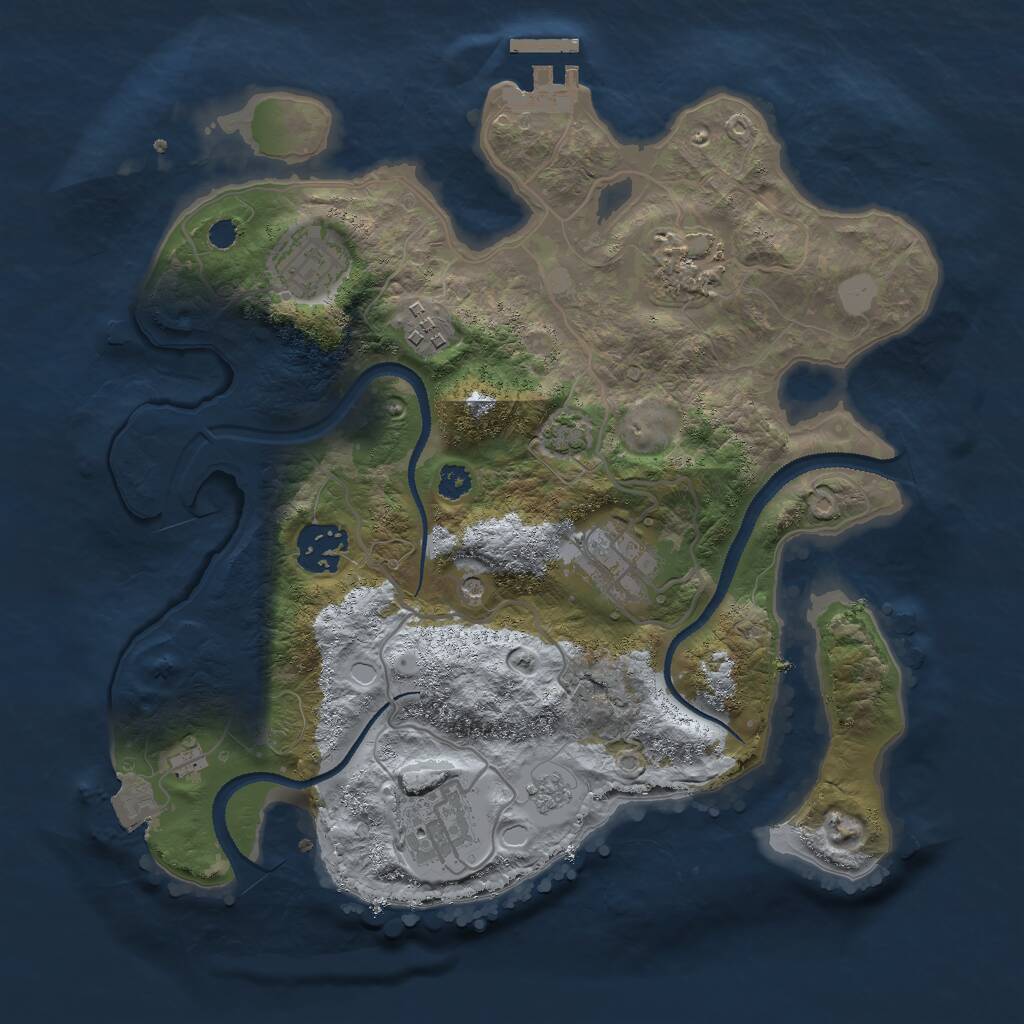 Rust Map: Procedural Map, Size: 3000, Seed: 343555, 11 Monuments
