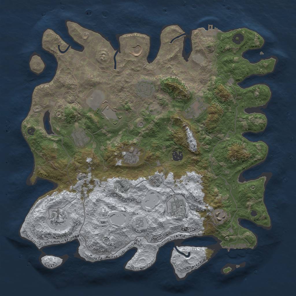 Rust Map: Procedural Map, Size: 4000, Seed: 1908134961, 20 Monuments