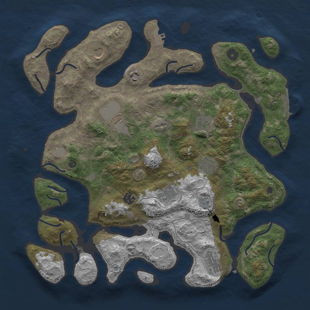 Rust Map: Procedural Map, Size: 4000, Seed: 28732, 17 Monuments