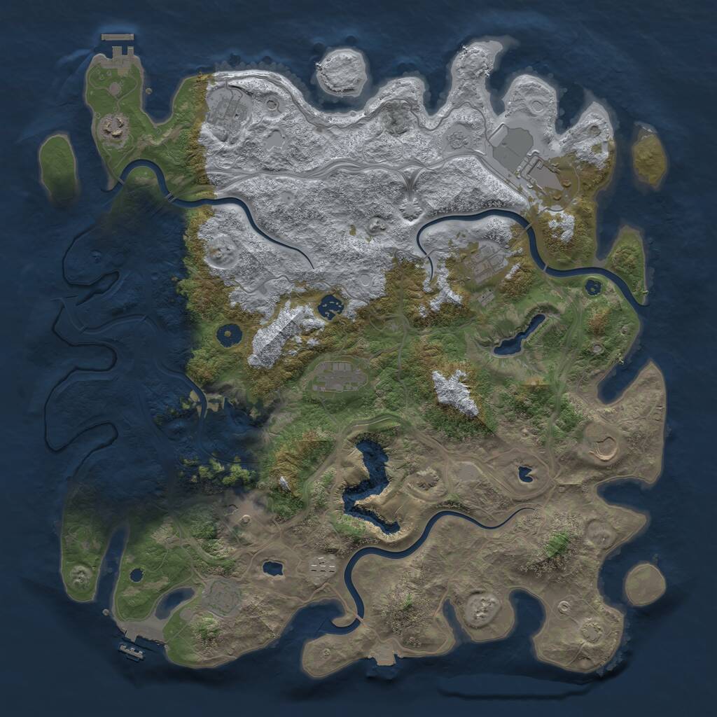 Rust Map: Procedural Map, Size: 4500, Seed: 815, 16 Monuments