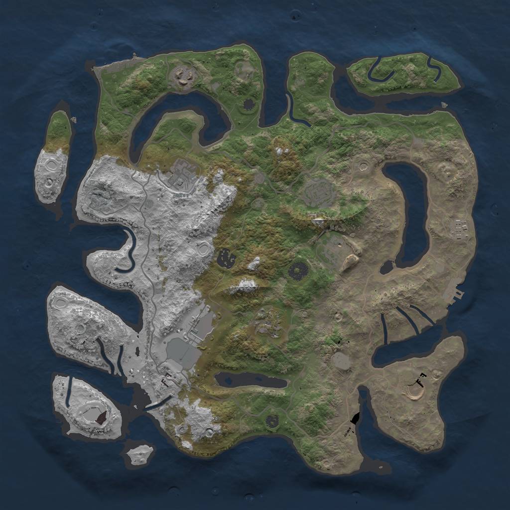 Rust Map: Procedural Map, Size: 4000, Seed: 2458978, 17 Monuments
