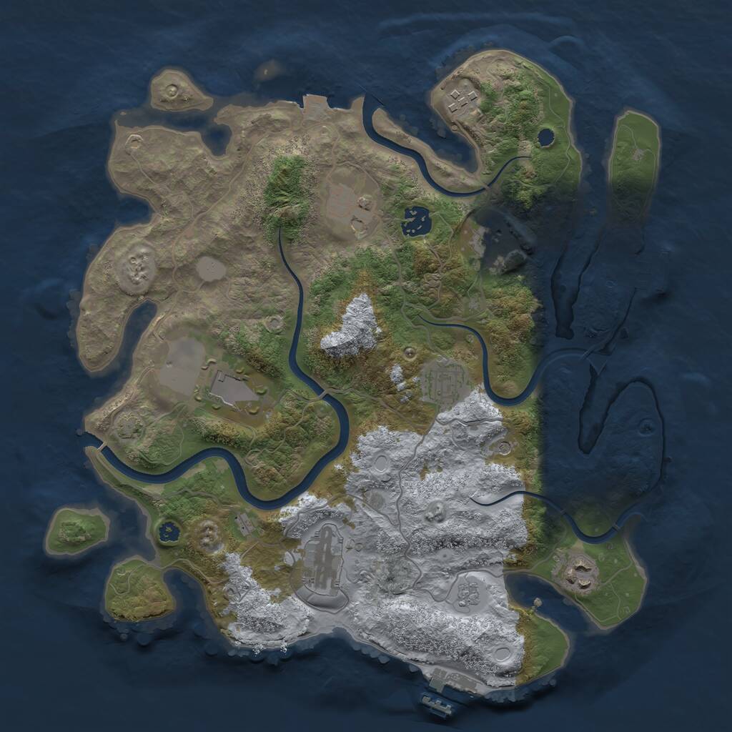 Rust Map: Procedural Map, Size: 3550, Seed: 363717, 14 Monuments