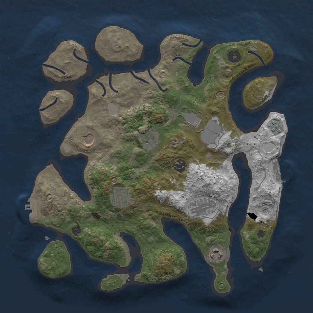 Rust Map: Procedural Map, Size: 3550, Seed: 24635, 16 Monuments