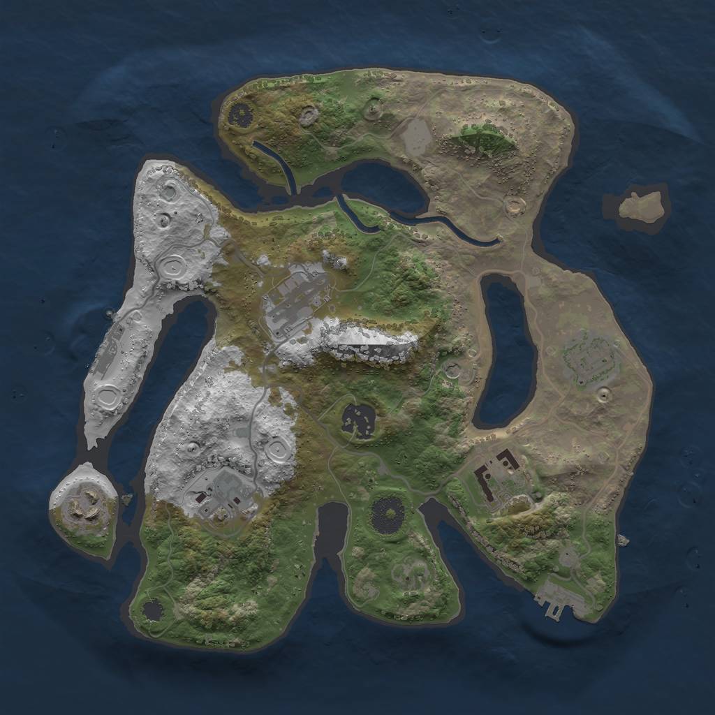 Rust Map: Procedural Map, Size: 3000, Seed: 343434, 14 Monuments