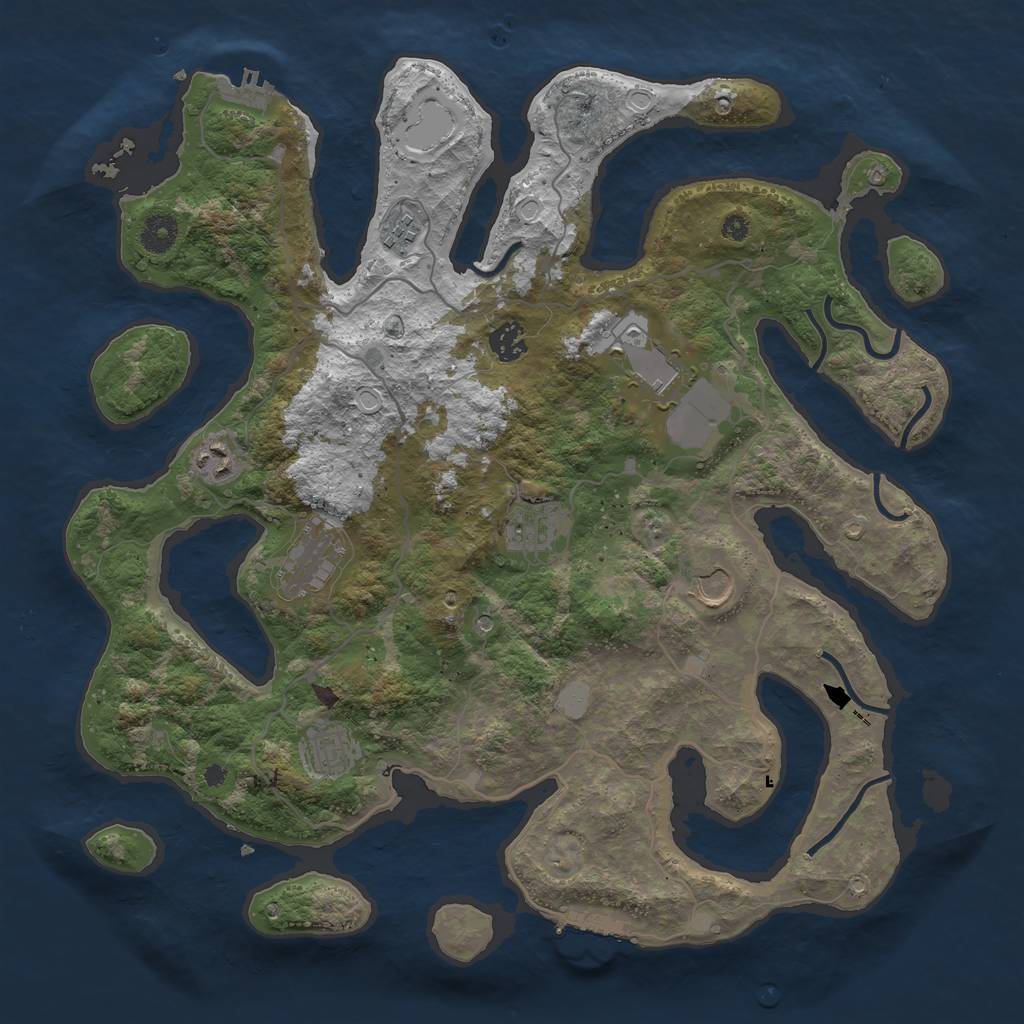 Rust Map: Procedural Map, Size: 4000, Seed: 847525, 16 Monuments