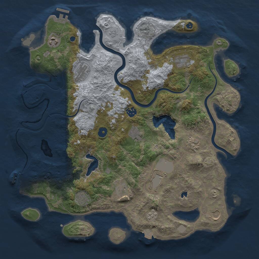 Rust Map: Procedural Map, Size: 4000, Seed: 847525, 17 Monuments