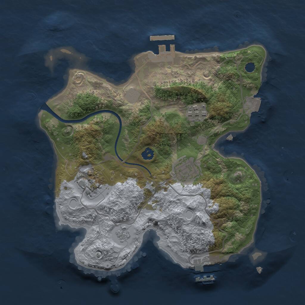 Rust Map: Procedural Map, Size: 2500, Seed: 583378117, 7 Monuments
