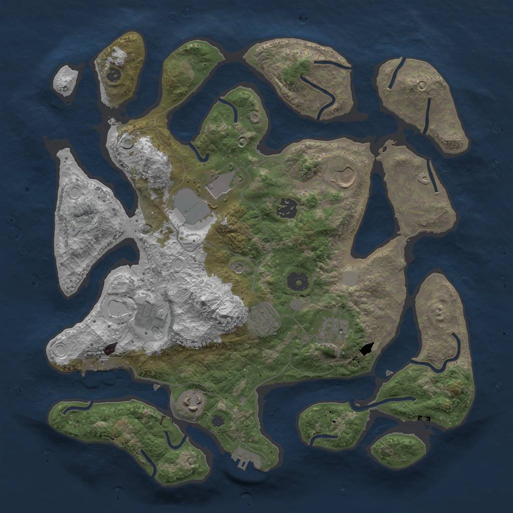Rust Map: Procedural Map, Size: 3700, Seed: 661837381, 15 Monuments