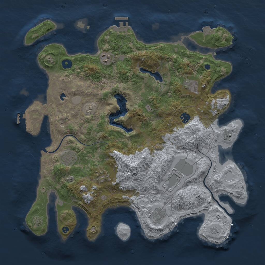 Rust Map: Procedural Map, Size: 4000, Seed: 12000, 14 Monuments