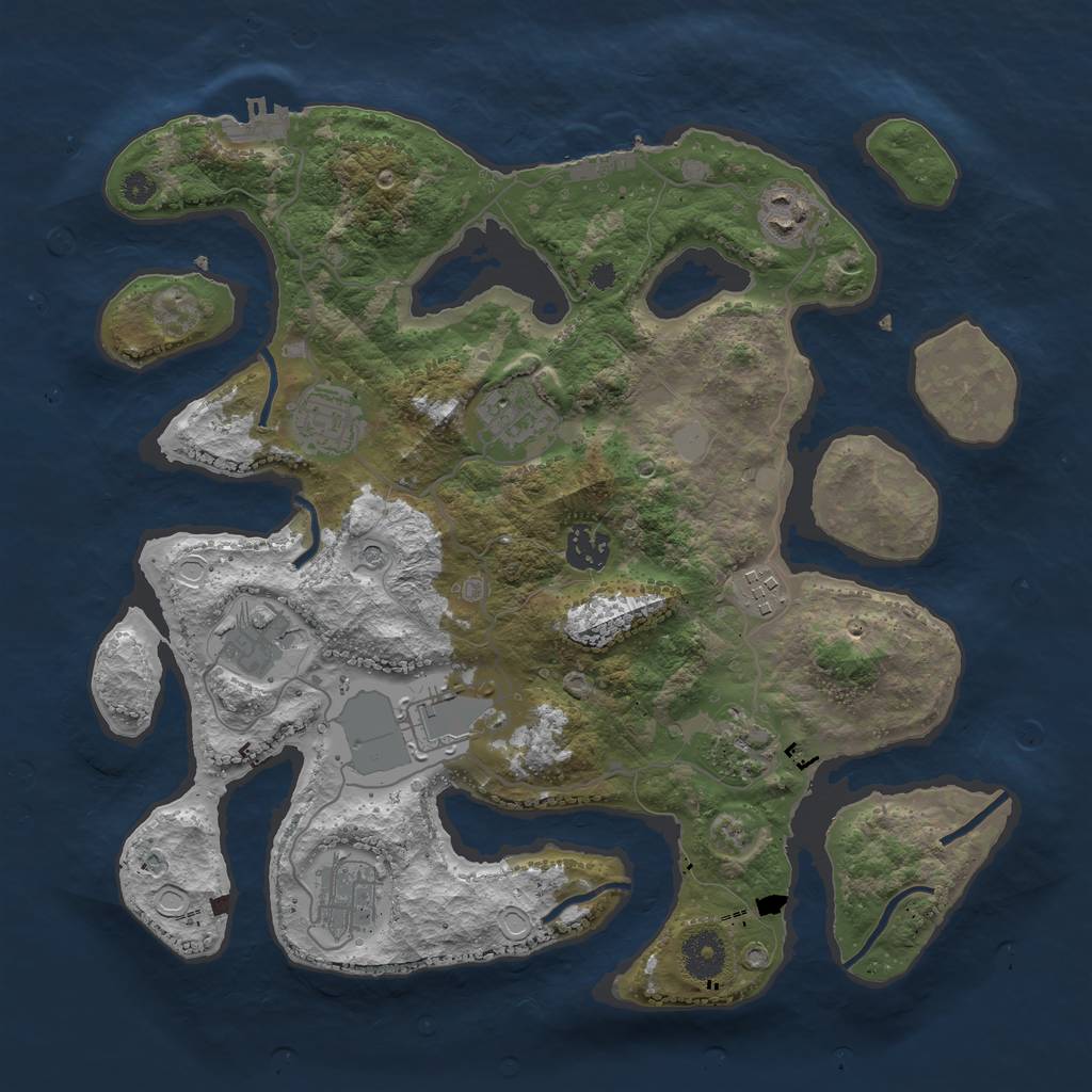 Rust Map: Procedural Map, Size: 3550, Seed: 295744, 17 Monuments