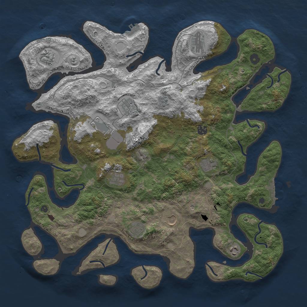 Rust Map: Procedural Map, Size: 4500, Seed: 888, 19 Monuments